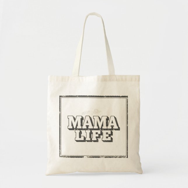 Tote Bag Modern Distressed "Mama Life" Minimalist Mom Gift (Devant)