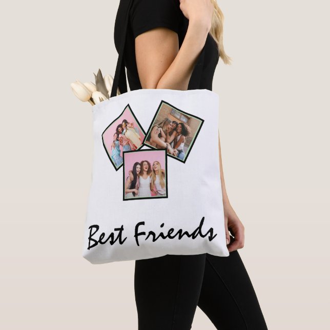 Tote Bag Modern Friend Collage Photos Simple (De près)