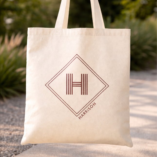 Tote Bag | Modern Geometric Monogram Initial (Creator Uploaded)