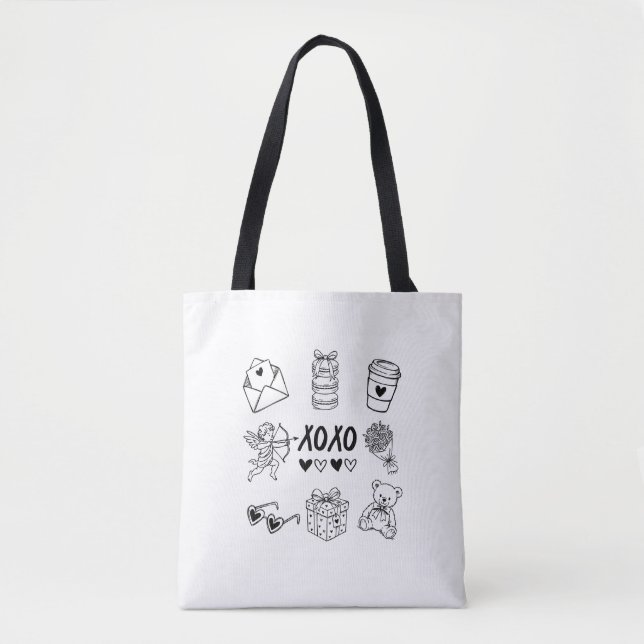 Tote Bag Modern Hand-Drawn Valentine Icons  (Devant)