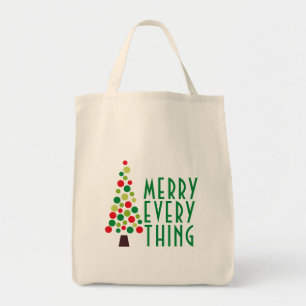 Tote Bag Modern Merry Everything Holiday Tree