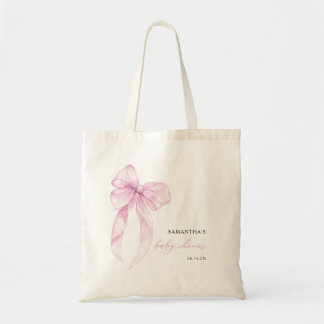 Tote Bag Modern Pink Coquette Bow Baby Shower