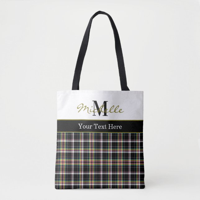Tote Bag Modern Plaid Tartan Pattern Olive Green (Devant)