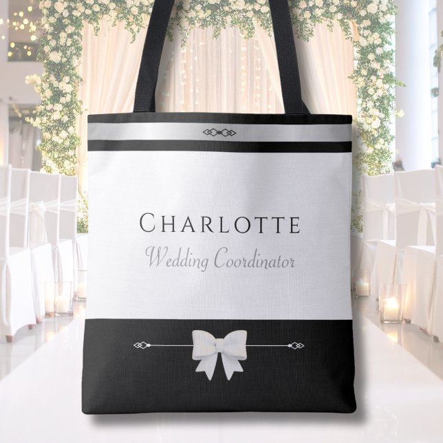 Tote Bag Modern Wedding Coordinator Gift | Professional (Professional Wedding Coordinator gift tote bag displayed against a luxury wedding room)