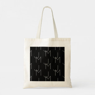 Tote Bag Moderne 2 Initiales Motif Noir & Blanc