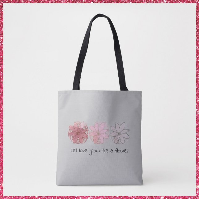 Tote Bag Moderne Abstrait Mauve et gris floral (Créateur téléchargé)