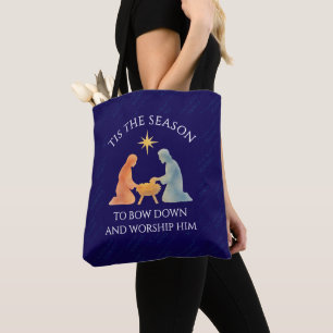 Tote Bag Moderne Bleu C'EST LA SAISON Noël Nativité