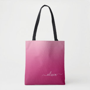 Tote Bag Moderne Chic Abstrait Magenta Burgundy Maroon Ombr