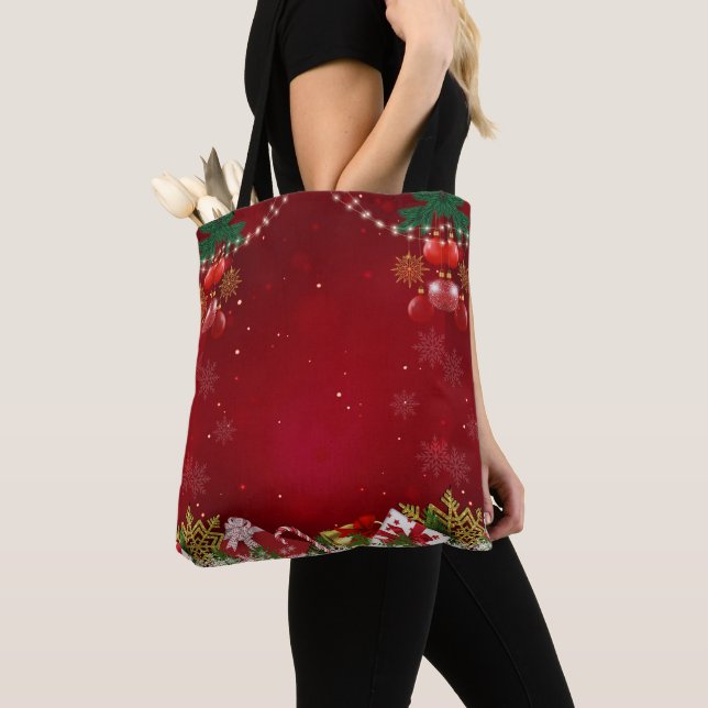 Tote Bag Moderne dégradé de couleur simple Merry Xmas Motif (De près)