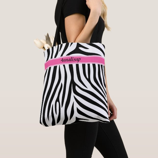 Tote Bag Moderne designer personnalisé zèbre strié Dames (De près)
