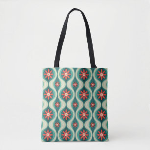 Tote Bag Moderne du milieu du siècle : Fleurs orange Abstra