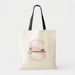 Tote Bag Moderne Elégant Personnalisé Monogramme rose initi