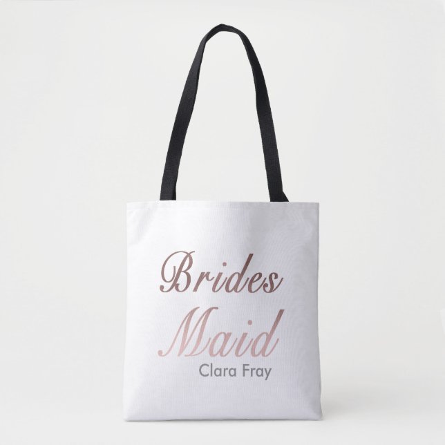 Tote Bag moderne élégante rose or faux bridesmaid (Devant)
