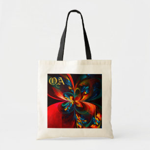 Tote Bag Moderne Floral Abstrait Art Orange Bleu Motif #14