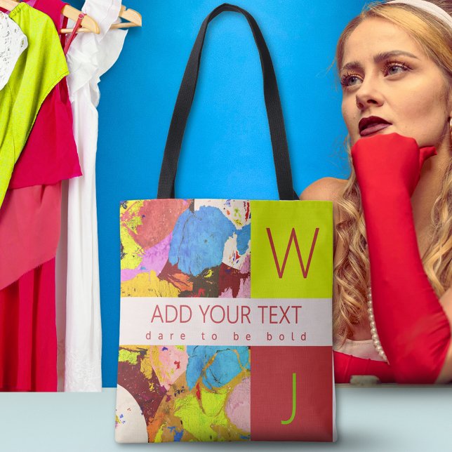 Tote Bag Moderne Gras Élégant Monogramme Art Abstrait (Créateur téléchargé)