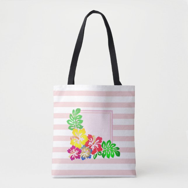 Tote Bag Moderne, Hibiscus d'Hawaï - Personnalisé (Devant)
