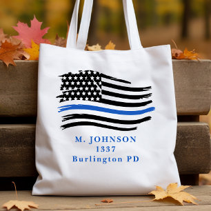 Tote Bag Moderne Ligne Bleue Mince Drapeau Budget de l'offi