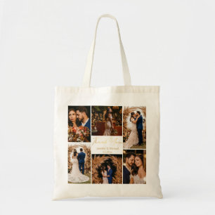 Tote Bag moderne merci 6 photos collage mariage golden
