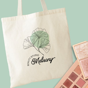Tote Bag Moderne minimaliste Élégant Vert Floral Line Art