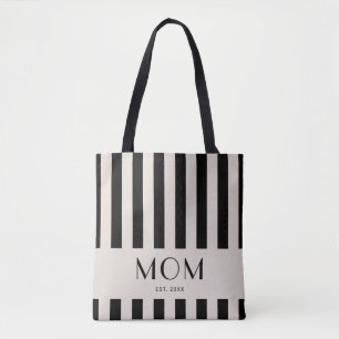 Tote Bag Moderne Minimaliste Rayures Maman Établie