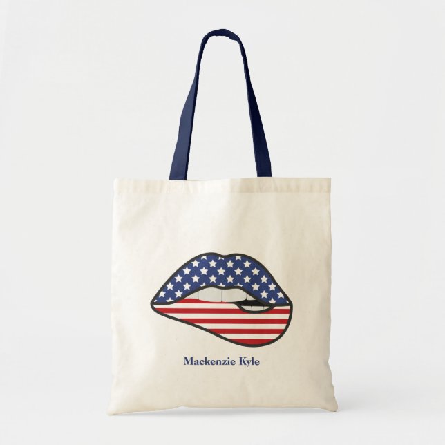 Tote Bag Moderne Monogramme Américaine Drapeau Lièvres (Devant)