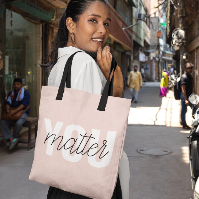 Tote Bag Moderne Pastel Rose Vous Comptez Inspiration Citat (Créateur téléchargé)