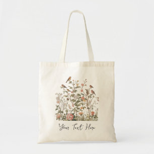 Tote Bag Moderne Personnalisé fleurs sauvages et oiseaux Vi