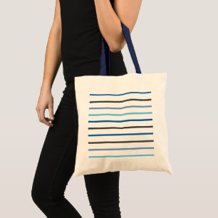 Tote Bag Moderne Rayures Bleues Personnalisées de Style