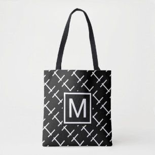 Tote Bag Modernes Schwarz/Weiß-Mit Monogramm