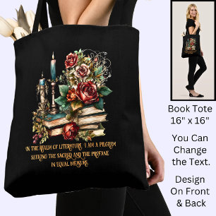Tote Bag Modifier le texte, Livres et bougies gothiques, Ci