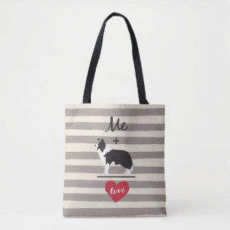 Tote Bag Moi plus Bordure Collie égal Aimer mignon Fourre-t