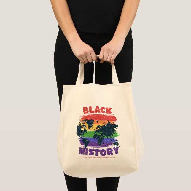 Tote Bag Mois de l'histoire des Noirs Carte du monde arc-en (Devant (produit))