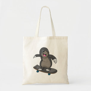 Tote Bag Mole en skate avec skateboard