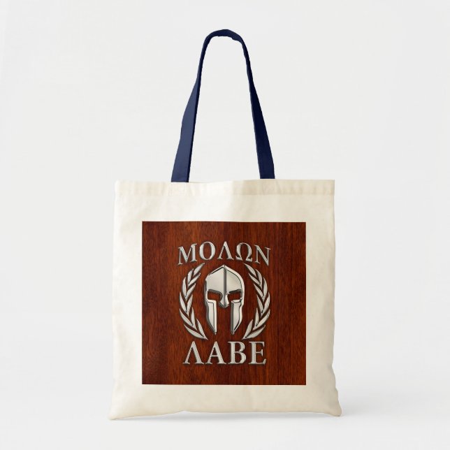 Tote Bag Molon Labe Spartan Warrior Laurels Mahogany Imprim (Devant)