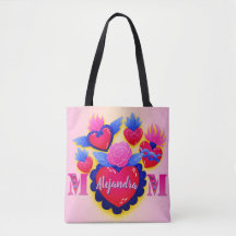 Mom corazones mexicanos Nombre editable