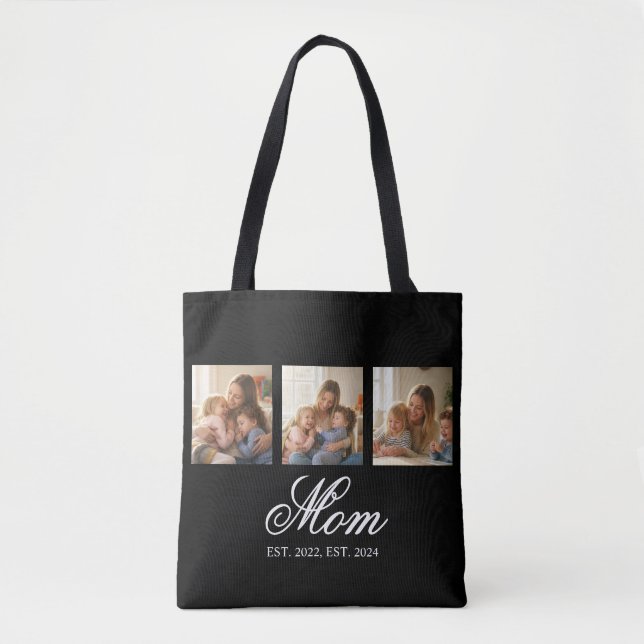 Tote Bag Mom Established Black Elegant Script 3 Photo (Devant)