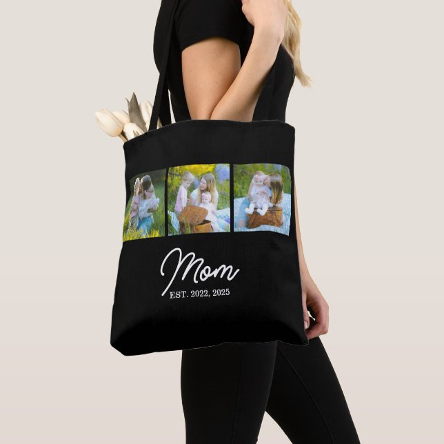 Tote Bag Mom Established Script Black 3 Photo (De près)