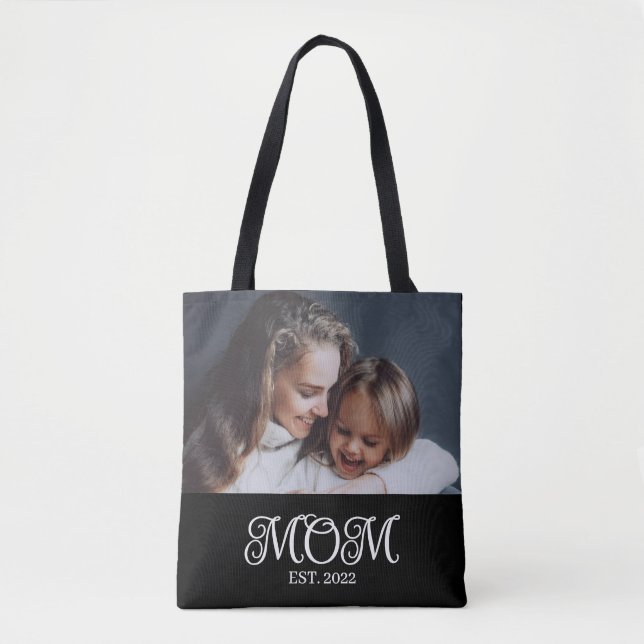 Tote Bag Mom Established Script Black Photo (Devant)