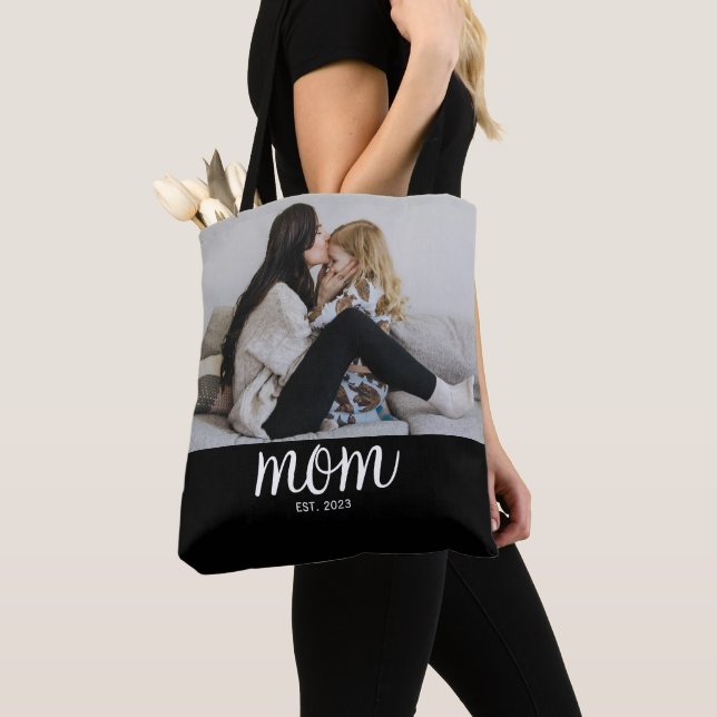 Tote Bag Mom Established Script Black Photo (De près)