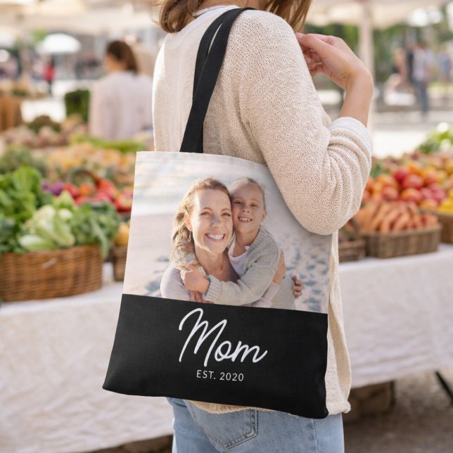Tote Bag Mom Established Script Black Photo  (Créateur téléchargé)