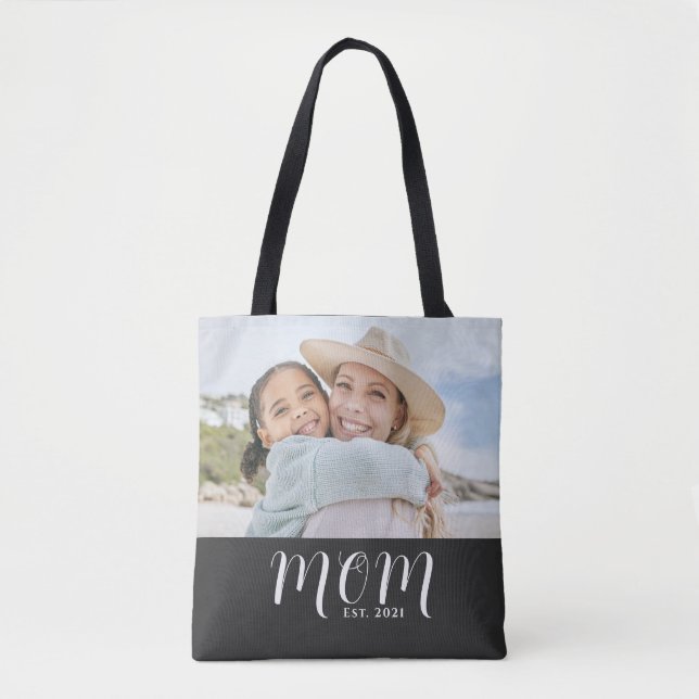 Tote Bag Mom Established Script Black Photo (Devant)