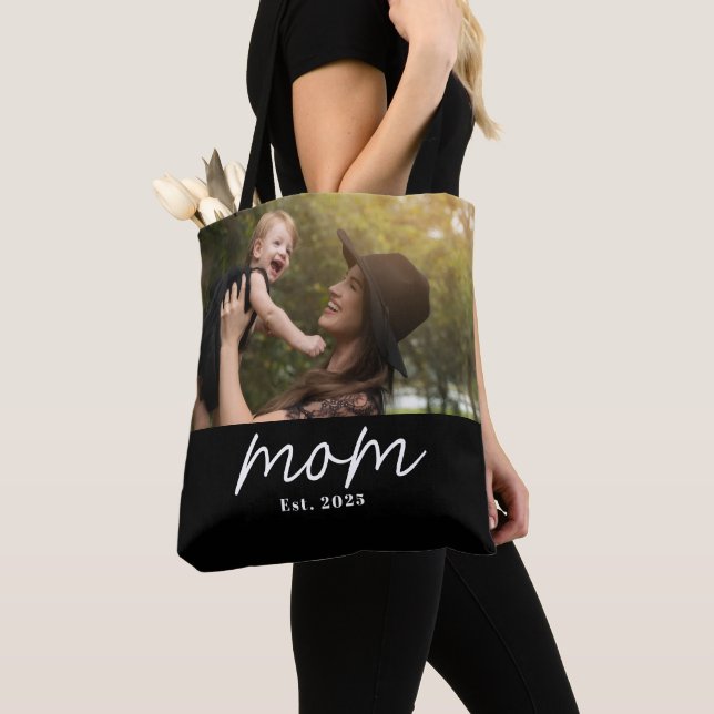 Tote Bag Mom Established Script Black Photo (De près)