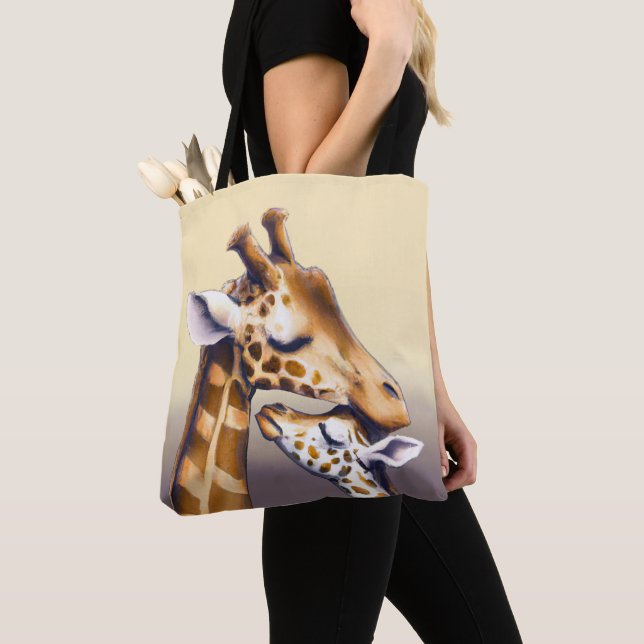 Tote Bag Moment de contact entre Mère Giraffe & Calf (De près)