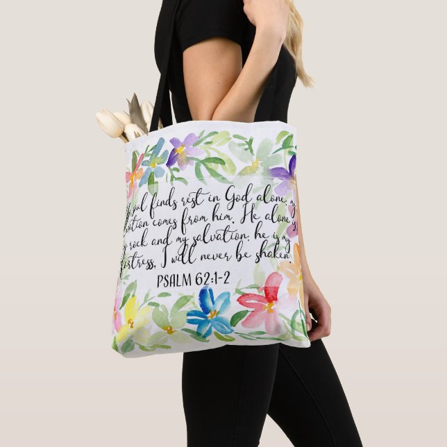 Tote Bag Mon âme trouve le repos en Dieu seule (De près)