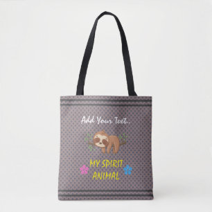 Tote Bag Mon animal spirituel Paresseux mignon endormi