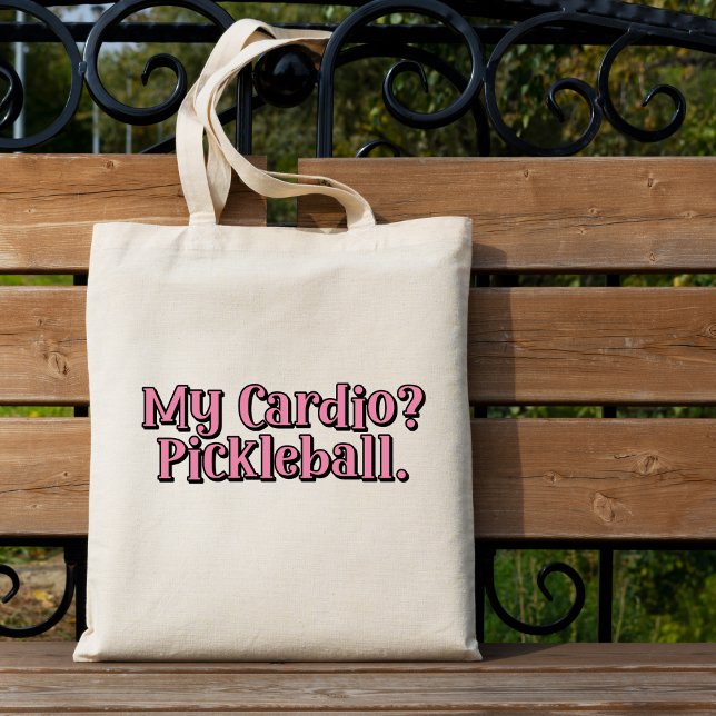 Tote Bag Mon Cardio ? Pickleball. Typographie drôle (Créateur téléchargé)