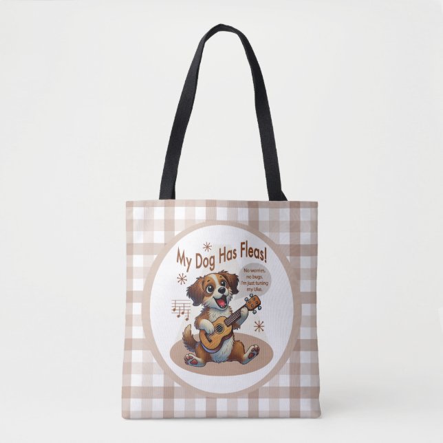 Tote Bag Mon Chien A Fleas Ukulele Tuning Chanson (Devant)