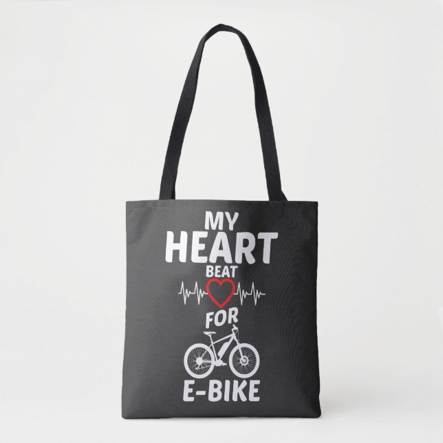 Tote Bag Mon coeur bat pour Ebike E Bike T-Shirt (Devant)
