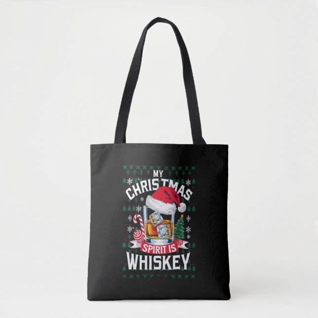 Tote Bag Mon Esprit de Noël est Whiskey laide doux Noël P (Devant)