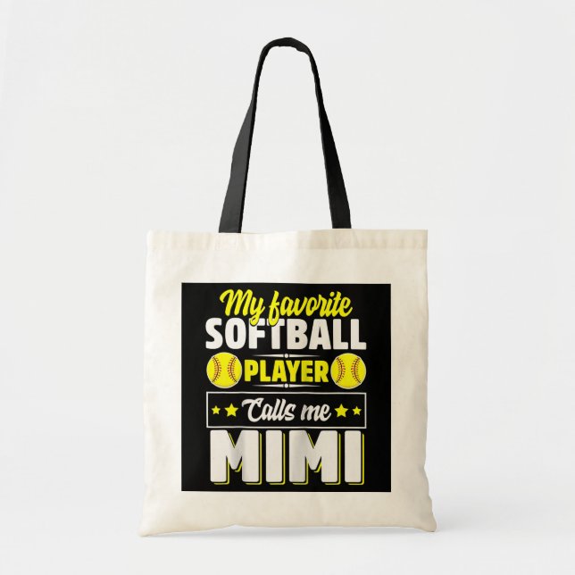 Tote Bag Mon Joueur De Softball Préféré M'Appelle Mimi (Devant)